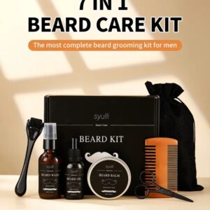 Home men’s natural organic beard grooming growth care set – complete 7 in 1 beard care kit