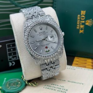 CUBANA Rolex Datejust Iced-Out Wristwatch with Nigerian Coat of Arms – Luxury Men’s Diamond Watch